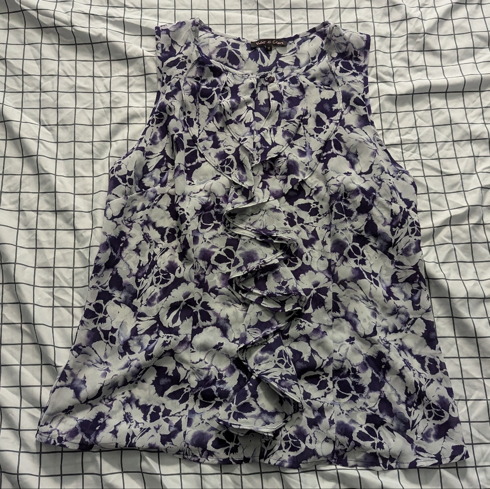 Purple Flower Tank Top/Blouse